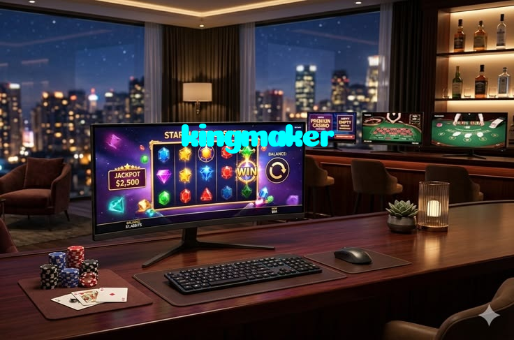 kingmaker casino presented on mobile device in Pakistan with slots and live games